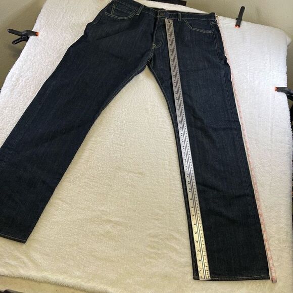 Levi's 501 Button Fly Denim Blue Jeans Tag 36x32 - Picture 7 of 14